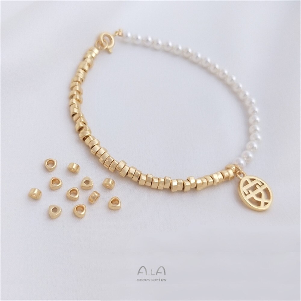 14K Gold Wrapped Kleine Gebroken Goud Kralen Driehoekige Spacer Diy Armband Hoofddeksel Handgemaakte Kralen