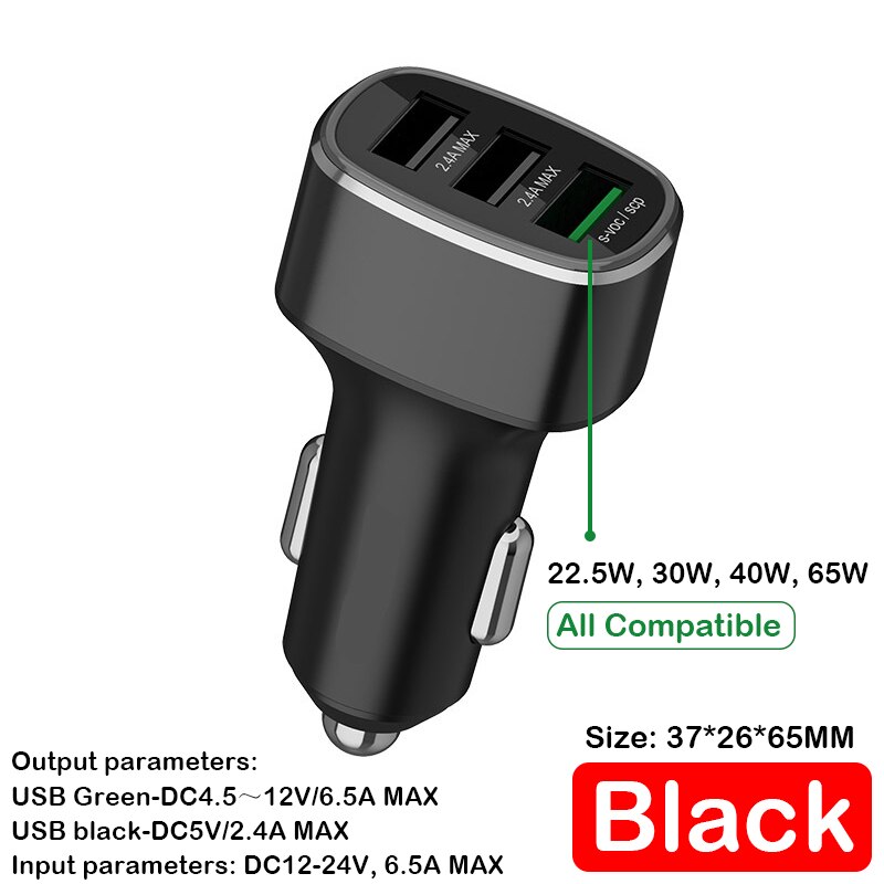 Chargeur de voiture USB chargeur rapide entièrement Compatible universel 22.5W 30W 40W 65W pour iPhone Samsung Huawei Xiaomi chargeur de téléphone portable: Default Title