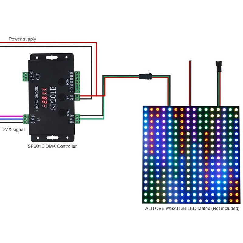 SP201E DMX512 WS2812B WS2811 Dmx Spi Controller Decoder, Ondersteuning Meerdere Ics
