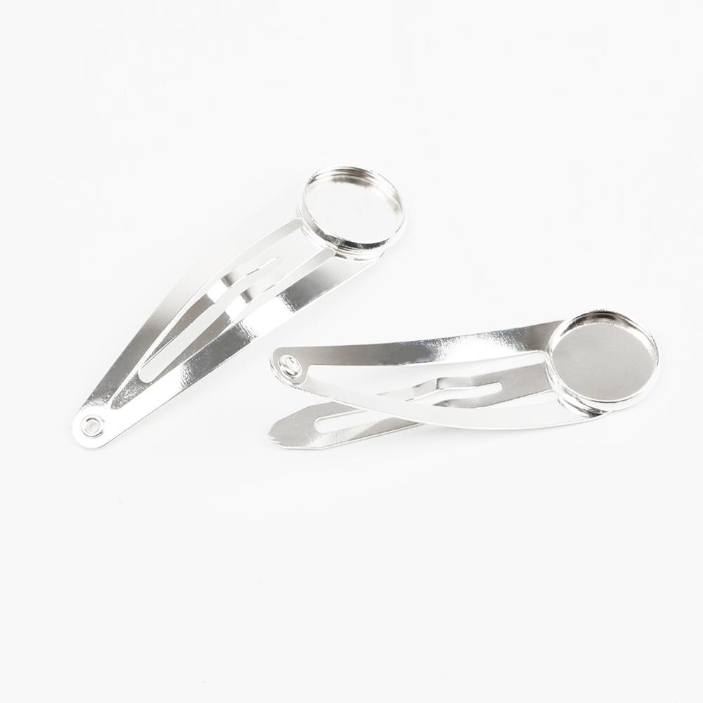 12mm 10 pièces classique 6 couleurs plaqué cuivre matériel épingle à cheveux pinces à cheveux Base réglage Cabochon camée base: Silver