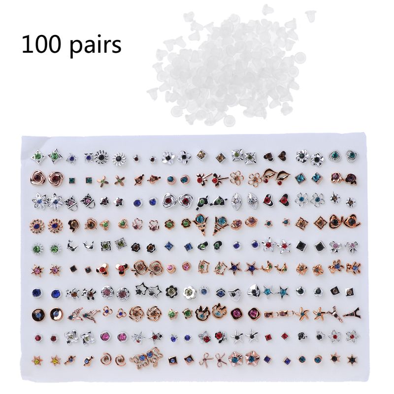 100 Pairs Assorted Styles Polymer Clay Hypoallergenic Stud Earrings Lot for Kids: set 2