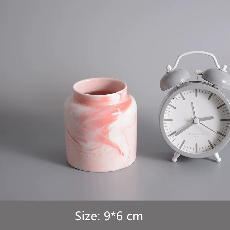 Escova de maquiagem cerâmica frasco de armazenamento rosa cerâmica garrafa de armazenamento organizador de armazenamento de cosméticos caneta titular desktop recipiente de cerâmica: Style 9
