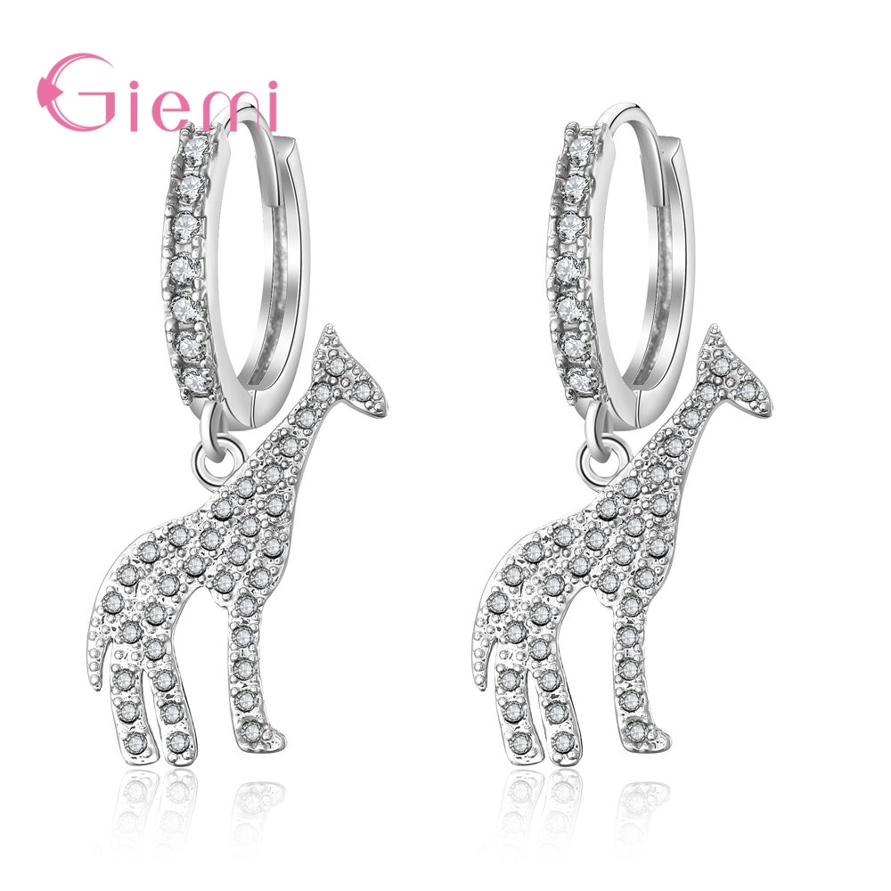 Koreaanse 925 sterling zilveren giraffe oorbellen voor dames en kinderen, schattige dieren oorbellen in boho stijl met strass steentjes: Bronzen