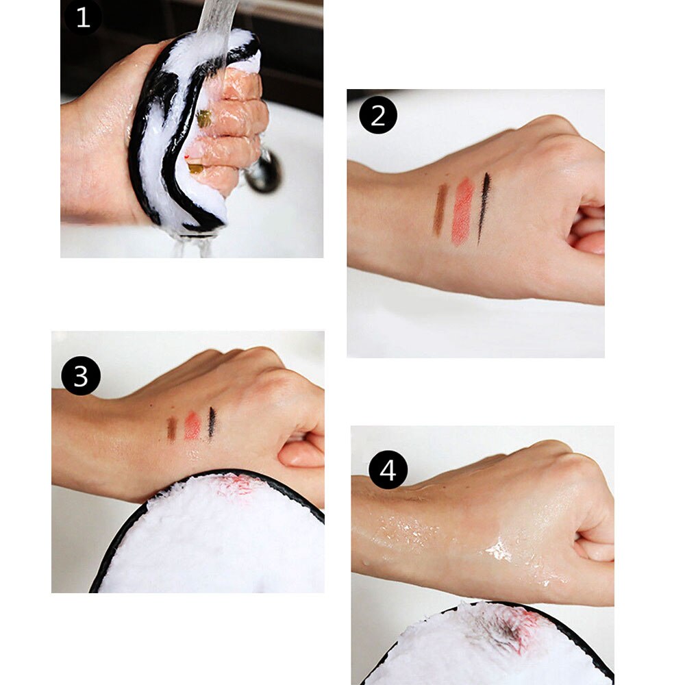 Almohadillas reutilizables para quitar maquillaje, toallitas de algodón de microfibra, esponja de remoción de Limpieza de Algodón, 1 ud.
