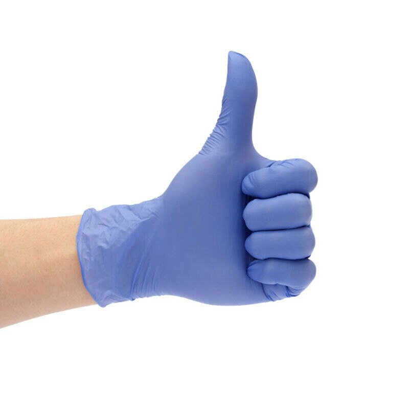2020 nuovo Solido 100pz Blu Guanto di Nitrile Usa E Getta Polvere reticolo libero S M L