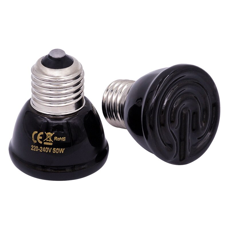 25W 50W 75W 100W E27 lampada riscaldante per animali domestici lampadina a infrarossi in ceramica nera a infrarossi lampadina per animali domestici lampada per rettili 220-230V
