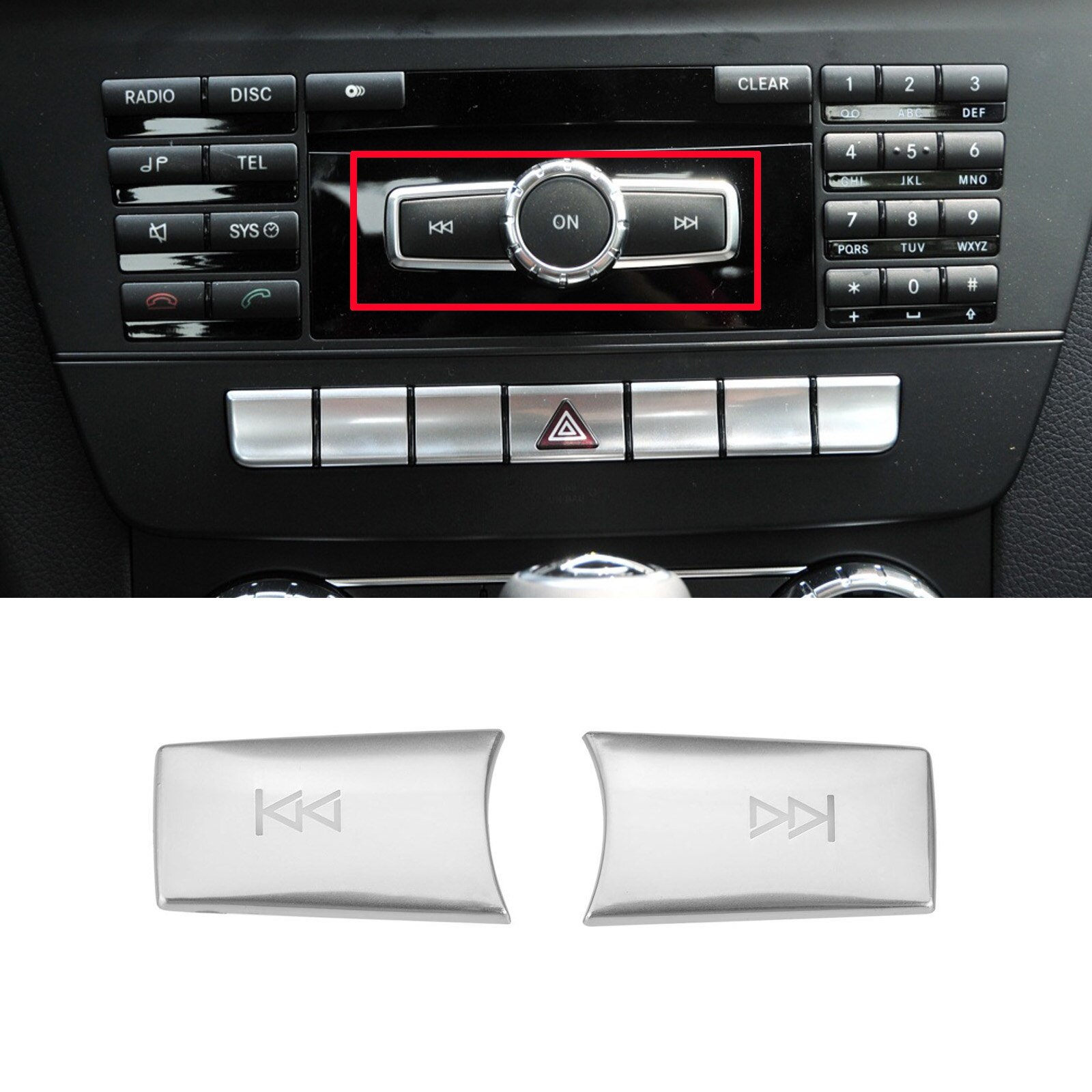 Console AC air conditioning Media Volume Buttons Sequins Cover Stickers Trim For Mercedes Benz C E CLS GLK Class W204 W212