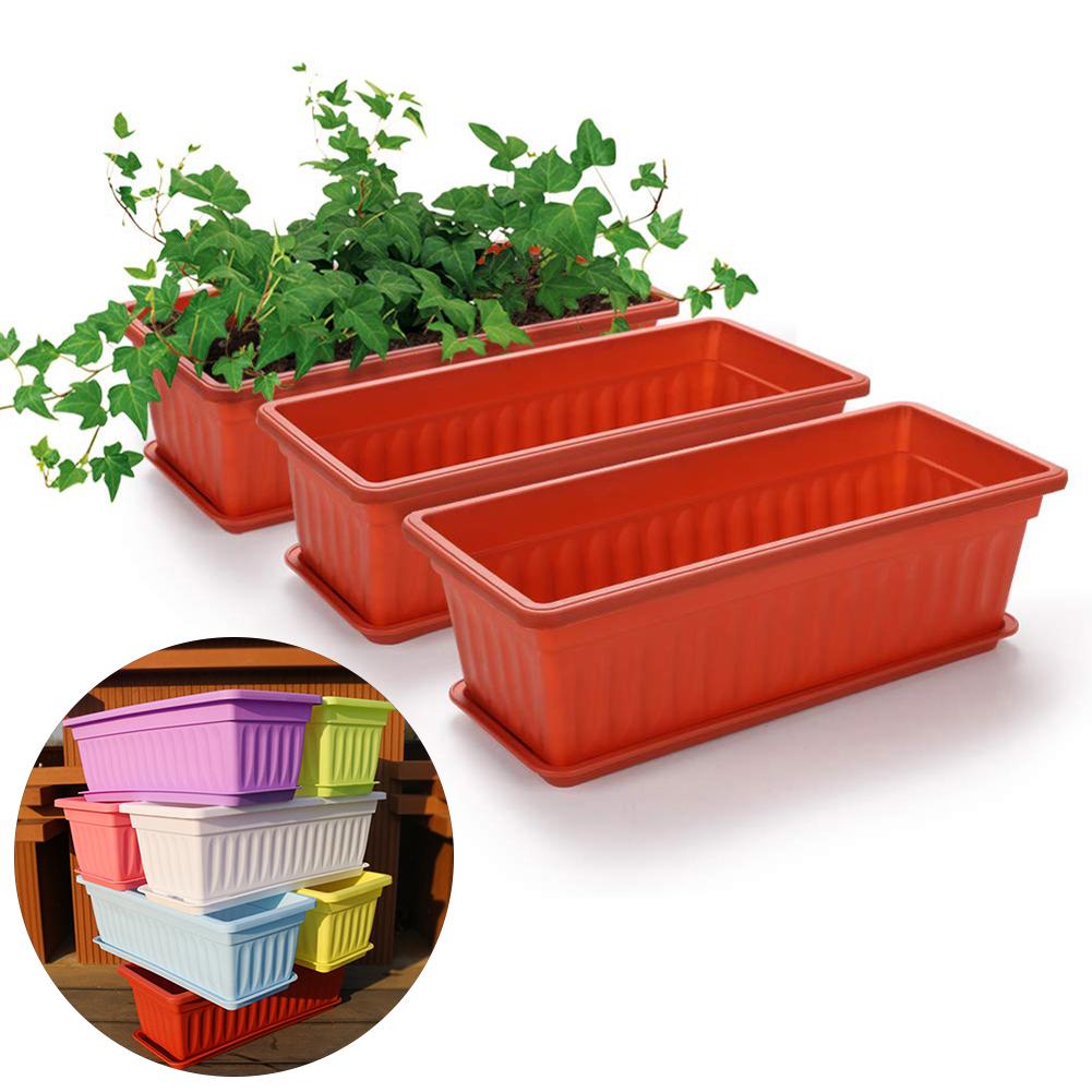 3Pcs Balkon Tuin Bloem Bonsai Kom Kwekerij Wastafel Planter Imitatie Rechthoekige Groente Bloem Planter Hars Planten Pot