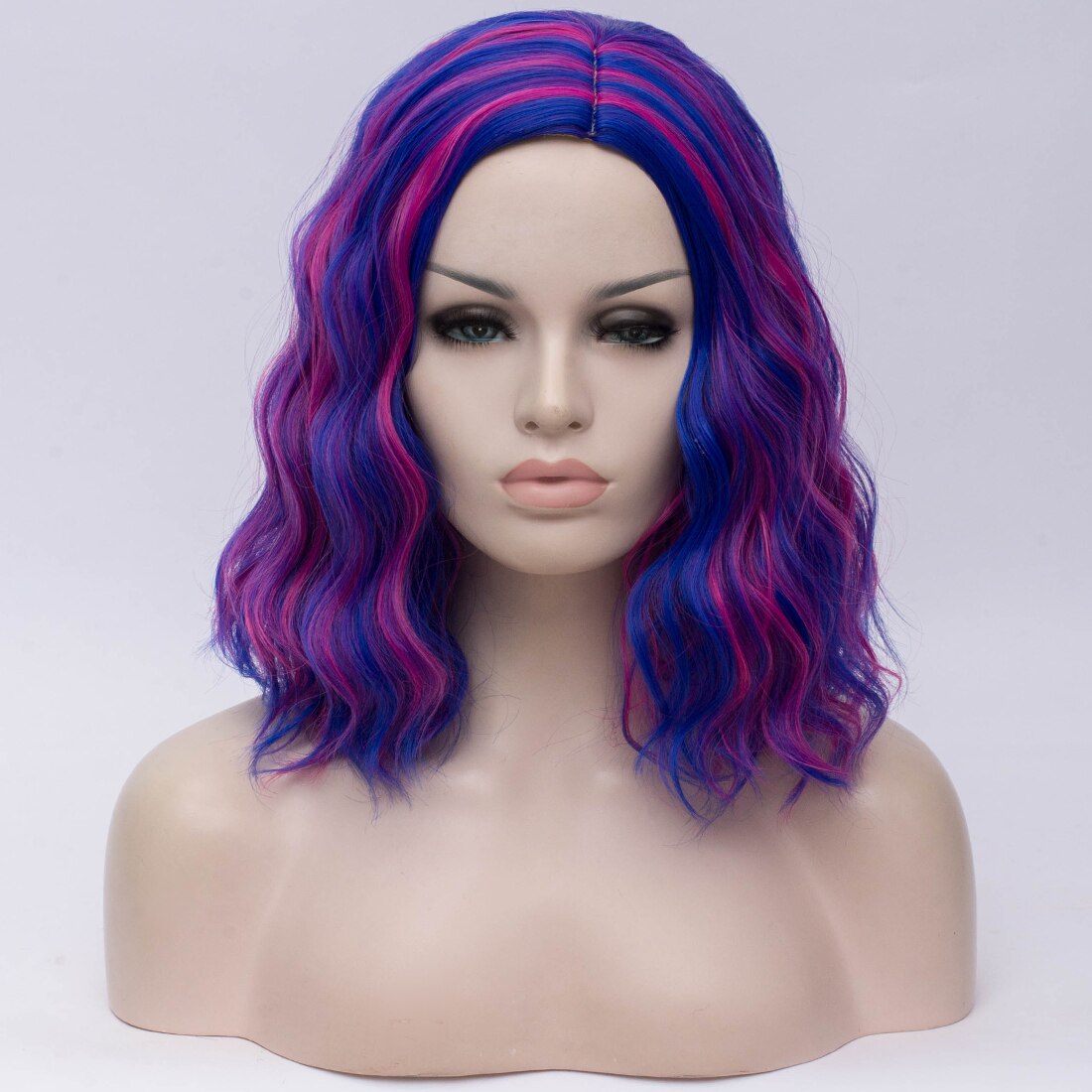 Similler cheveux synthétiques perruques courtes partie moyenne Ombre Cosplay perruque pour les femmes vert violet Miexd couleur mettre en évidence 6 Colros disponibles: 5