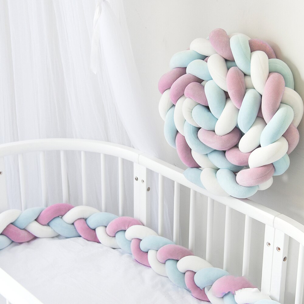 Łóżeczko dla dziecka ogrodzenie plecione paski skręcać miękka poduszka węzeł pleciony osłona robić łóżeczka pościel poduszka ręcznie tkane skręcać łóżko robić łóżeczka