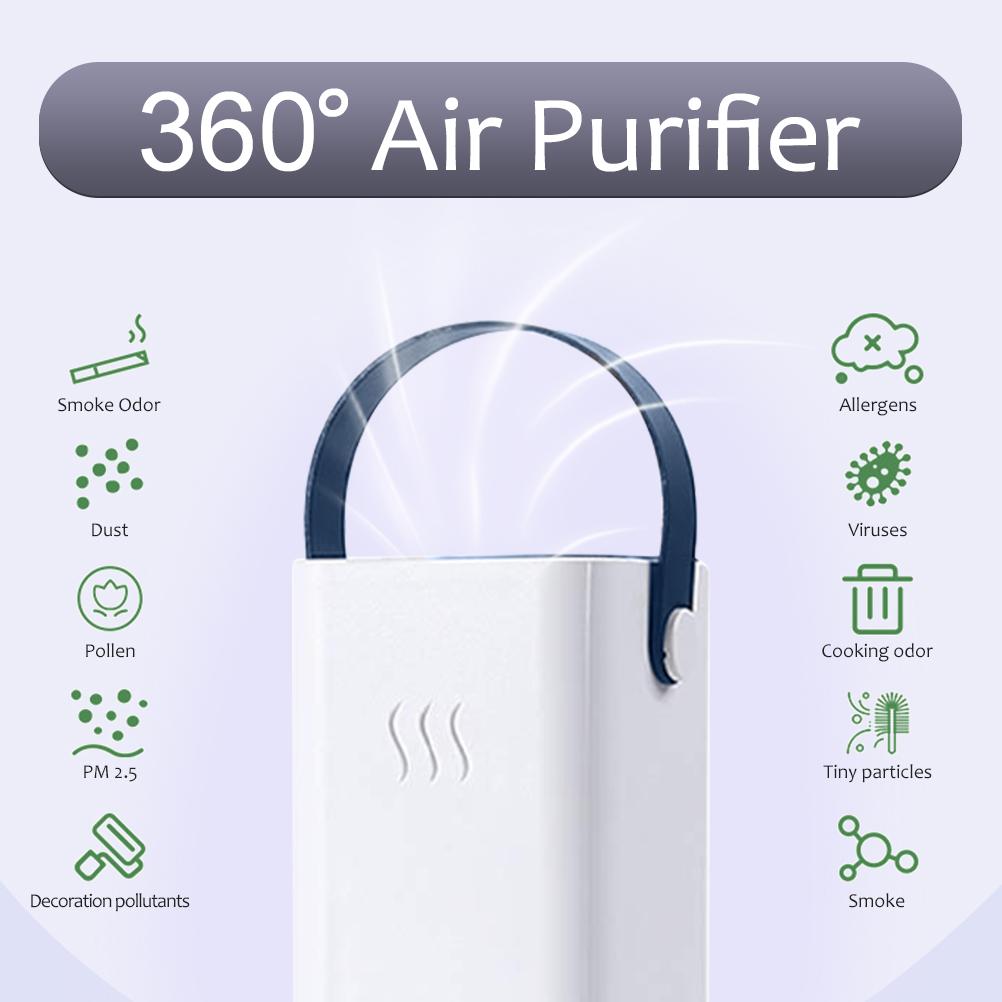 Portable Car Air Purifier 6000 rpm Mini Air Cleaner Cleans with 5 Million Anions USB Charging Air Purifier for Home Office Car