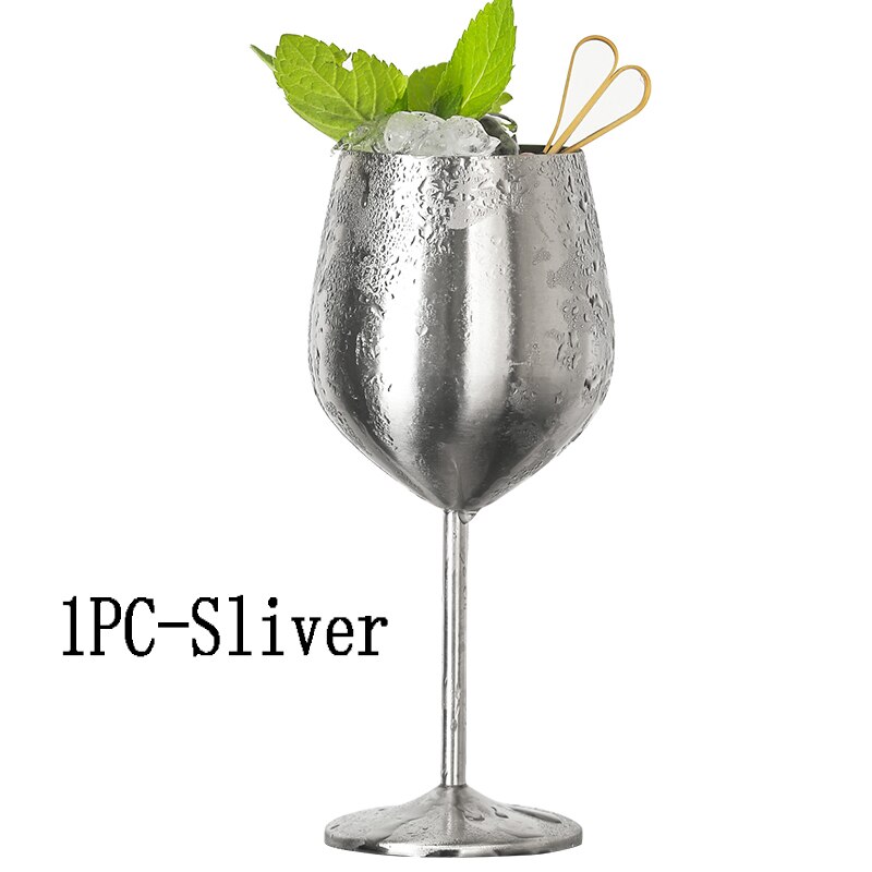 2 stk vinglass rustfritt stål 18/8 metall vinglass bar vinglass champagne cocktail drikkekopp sjarm festutstyr: 1pc- fliser