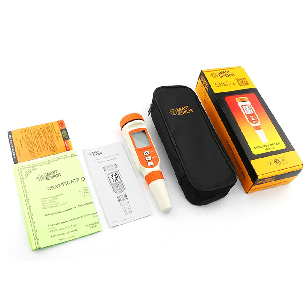 SMART SENSOR Water Analyzer Conductivity Monitor Digital LCD Backlight EC TDS TEMP Meter Aquarium Measurement