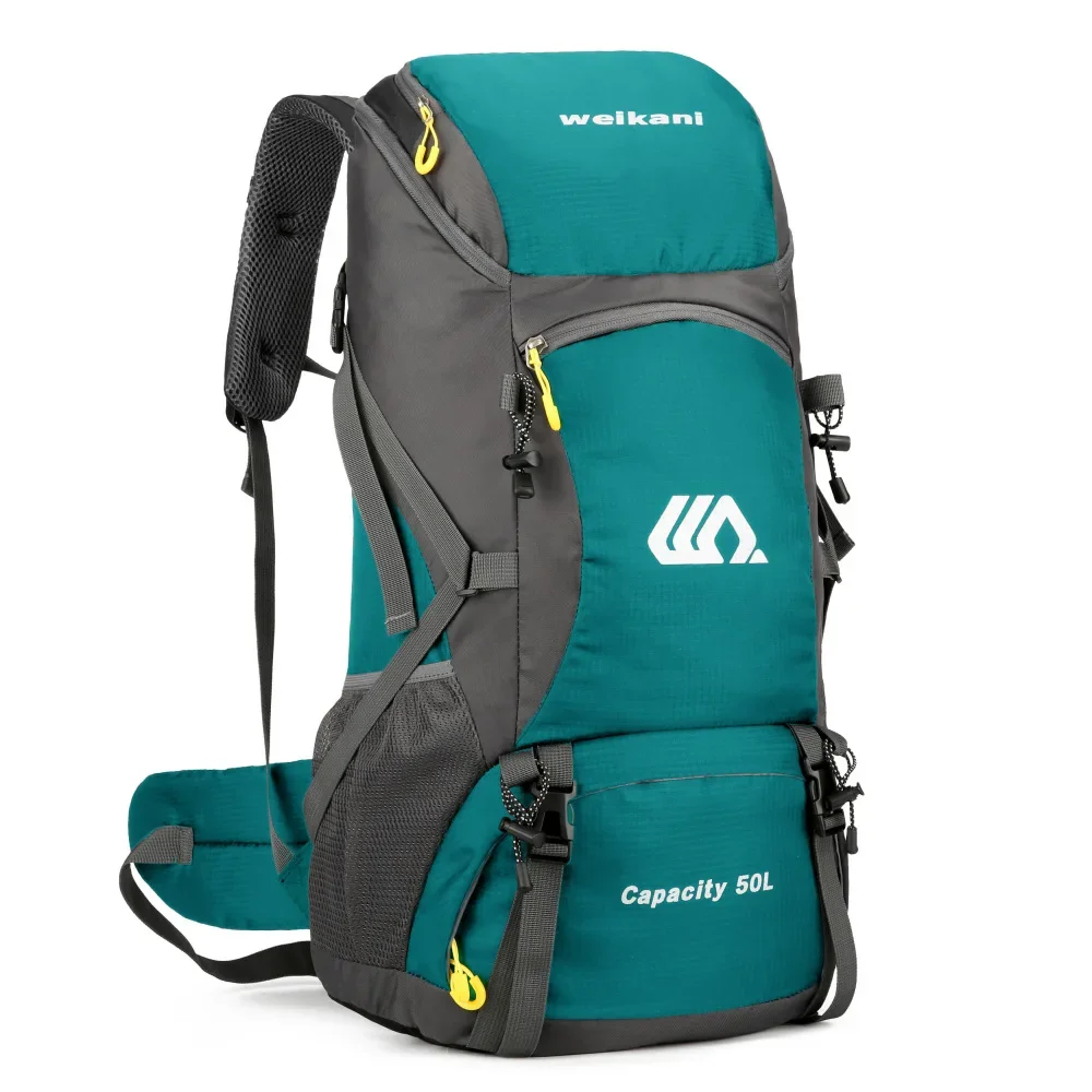 50L Travel Backpack Camping Men Large Hiking Bag Tourist Rucksack Waterproof Outdoor Sports Climbing Mountaineering Bag Luggage: Beige
