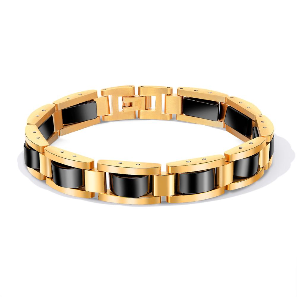 Pulsera magnética ajustable para hombre, de acero inoxidable, pulsera de titanio negro, pulsera magnética para amigos: De oro y de color