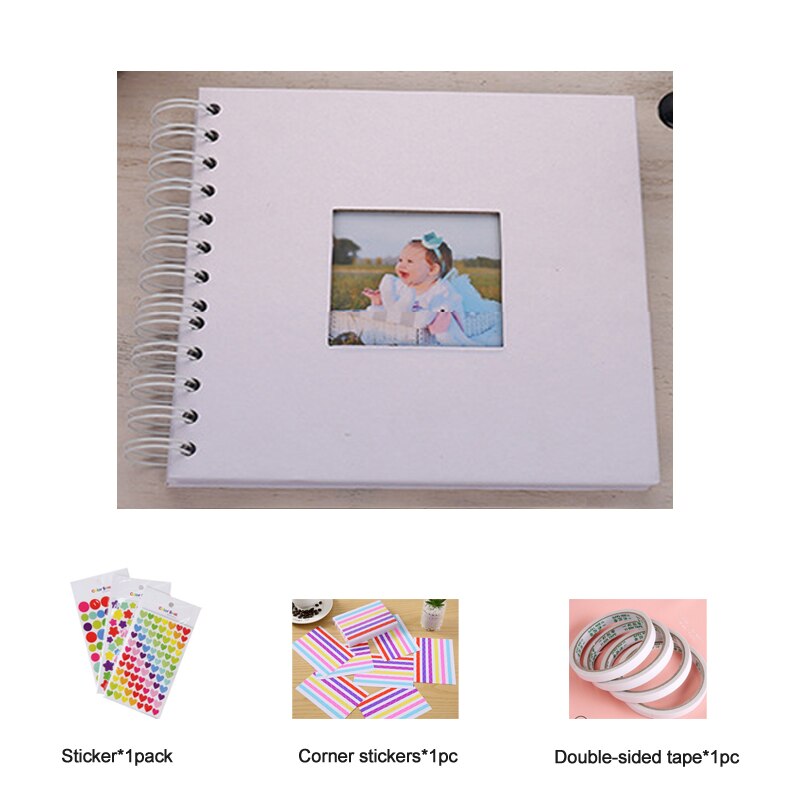 20 Pages Wedding/Baby DIY Photo Album Anniversary Scrapbook Blank Photo Album Cover Kraft Album For Photos For Kids Case Binding: White