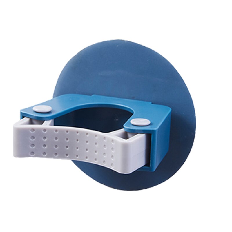 Wall Mounted Storage Mop Organizer Holder Brush Broom Hanger Storage Rack Kitchen Clip Seamless Mop Hook with Mounted Hanging: Round Blue