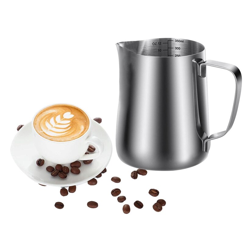 Jarro de espuma de leite 350ml (12oz) jarras de vapor de aço inoxidável leite café cappuccino latte arte barista jarras de vapor leite