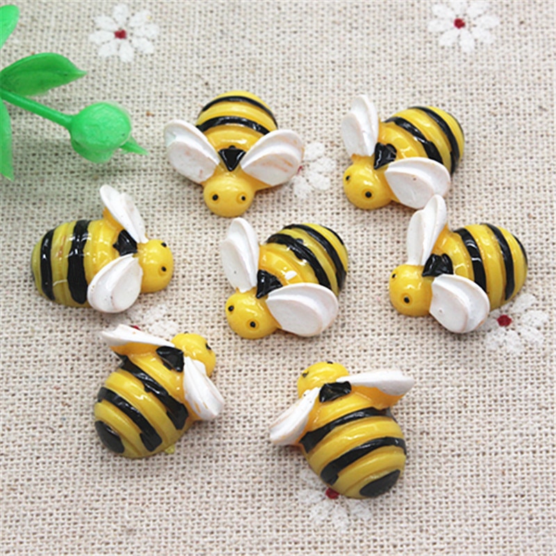 10 stks Kawaii Cartoon Bee Miniatuur Plaksteen Cabochon Art Supply DIY Craft Scrapbooking, 19mm