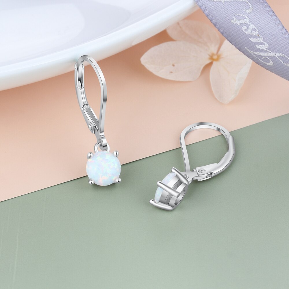 Eenvoudige Stijl 925 Sterling Silver White Opal Hoepel Oorbellen Voor Vrouwen Mode Bruiloft Oorbellen Voor Moeder (Jewelora EA103241)