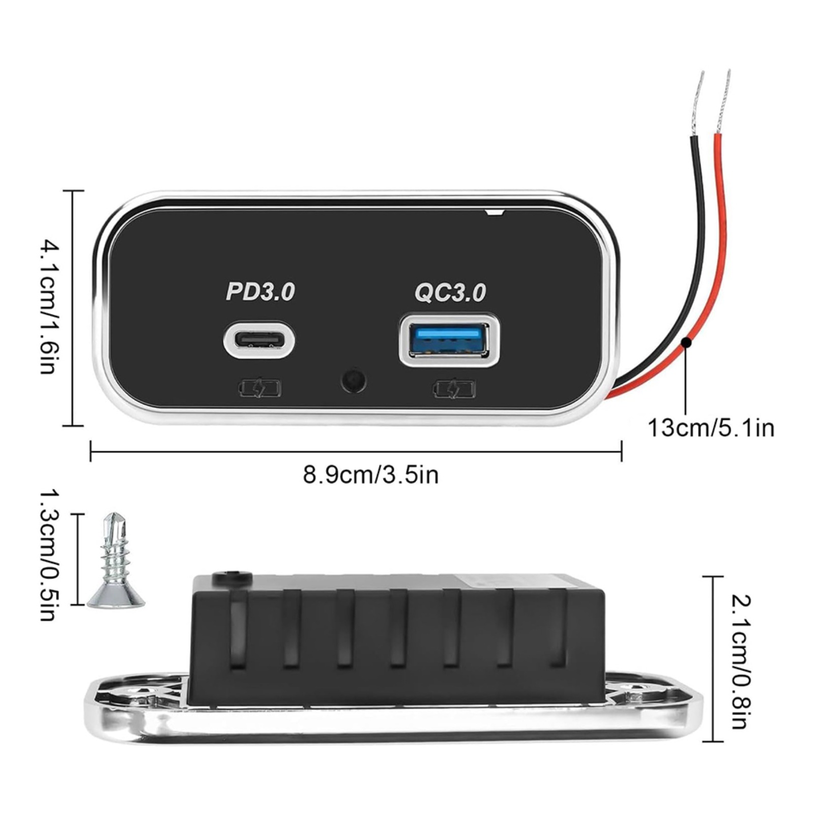 12v usb-uttak for bobil,  pd3.0 type-c, usb -c 5v, 3.1a,qc3.0 usb-a-porter, panel, veggkontakt for bil, usb-uttak, laderadapter for marin, buss, atv, lastebil