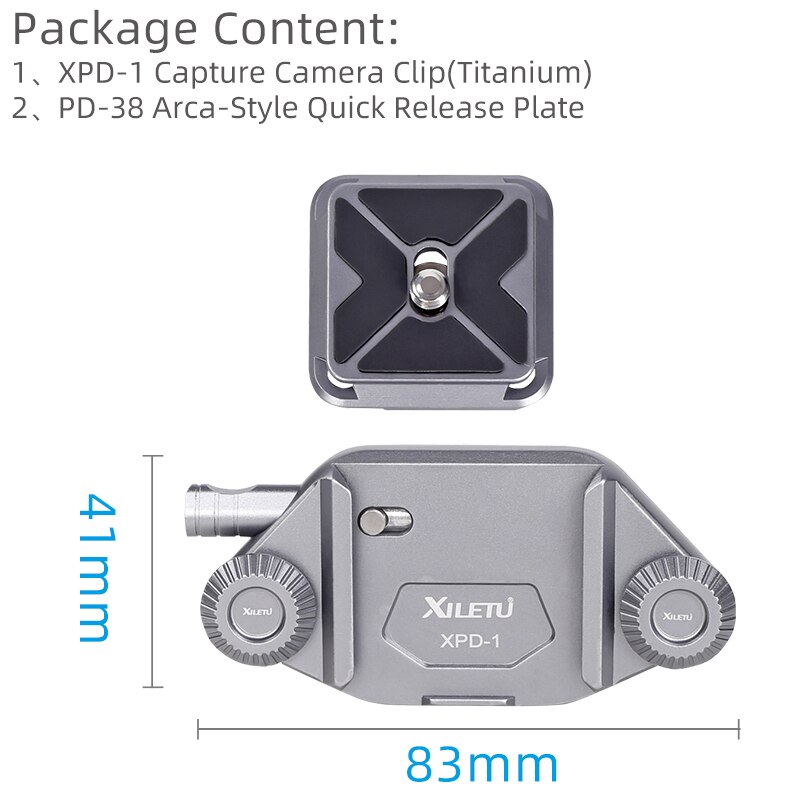 XILETU Capture Camera Clip Camera Belt Holster Mount Waist Clip Holder Hanger 1/4 Inch Screw Quick Release Plate for Camera DV: XPD1PD38Titanium