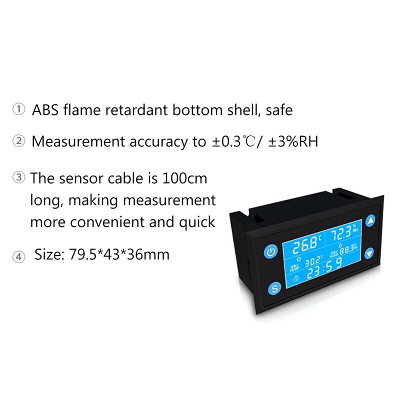 W1212 ca 110V-220V LCD numérique température humidité contrôleur minuterie SHT20 sonde pour incubateur Aquarium Thermostat Humidistat