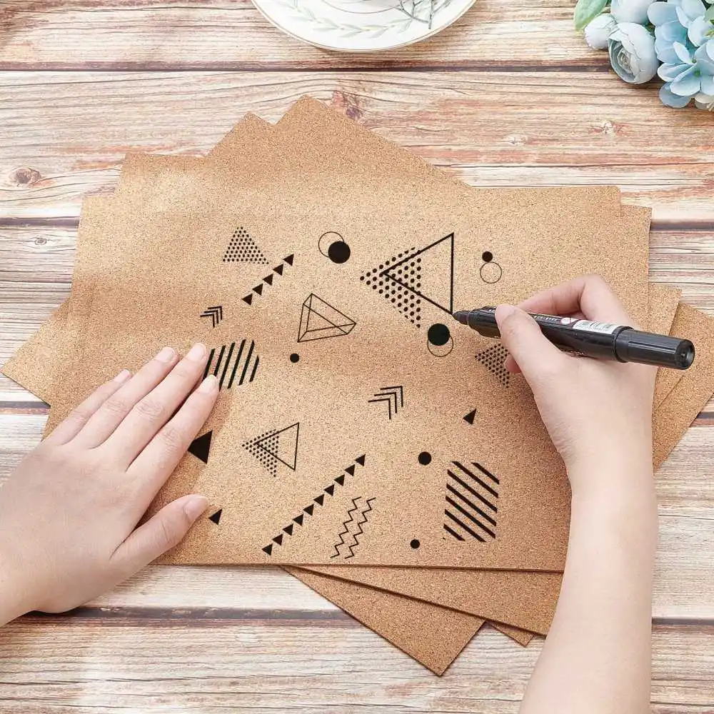 Feuilles d'isolation en liège de 2mm d'épaisseur, 10 pièces, tapis carrés en planche de bois pour sous-verres, dessin d'images, artisanat de bricolage sans auto-adhésif