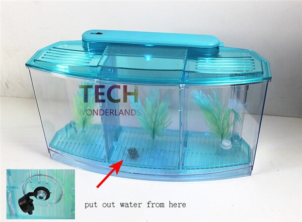 Mini acuario pecera acrílico tres aberturas luz LED lucha Betta