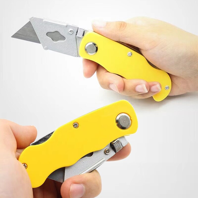 A9LB Foldable Box Cutter with 5 Replaceable Blades for Hobbies Diy Projects Cardboard Cutting Rubber Leather PVC Anti-rust