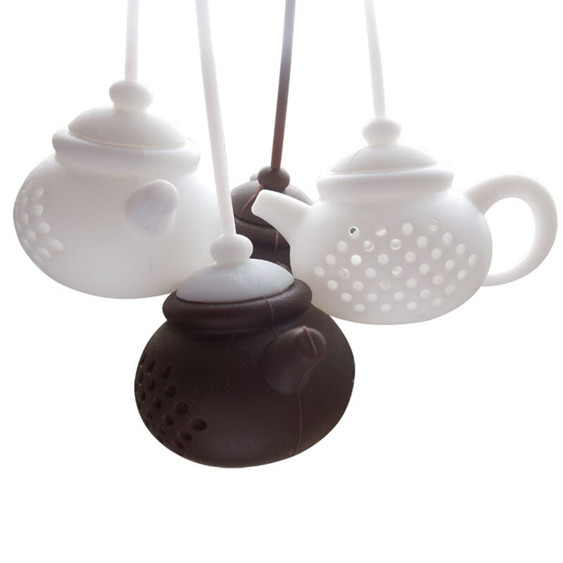 Infusor de té de silicona, utensilios de cocina, tetera, accesorio para elaboración de cerveza, en forma de tetera, 1 pieza, colador de té de hoja de Color puro