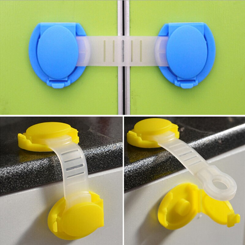 Serrure de sécurité bébé pour enfants | Armoire à tiroirs pour enfants, réfrigérateur, serrure de porte en plastique, serrures d'armoire bleu/jaune 1 pièces