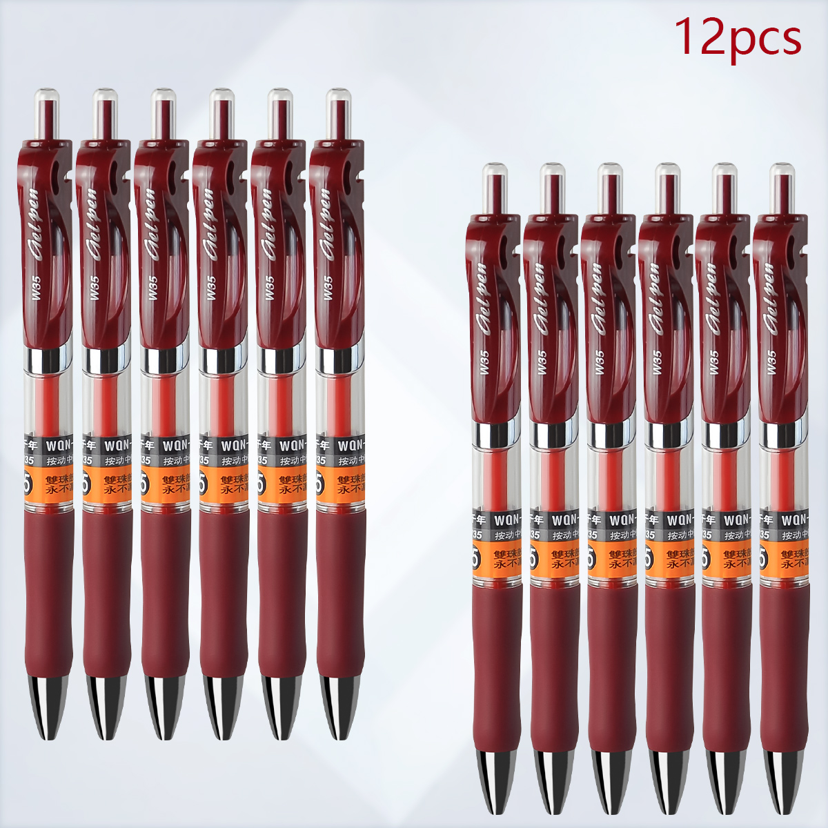 WQN-3/6/12 Uds. Bolígrafos neutros con botón pulsador, punta de 0,5mm, escritura suave, tinta negra/roja, suministros escolares y de papelería: green
