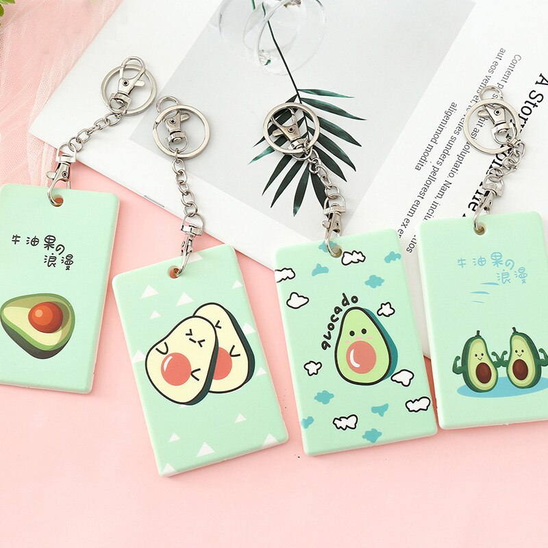 Cute Cartoon ID Bus Card Pass Holder Keyring Key Chain Case Wallet Pouch Business Credit Card Holder Identity Badge Card Cover