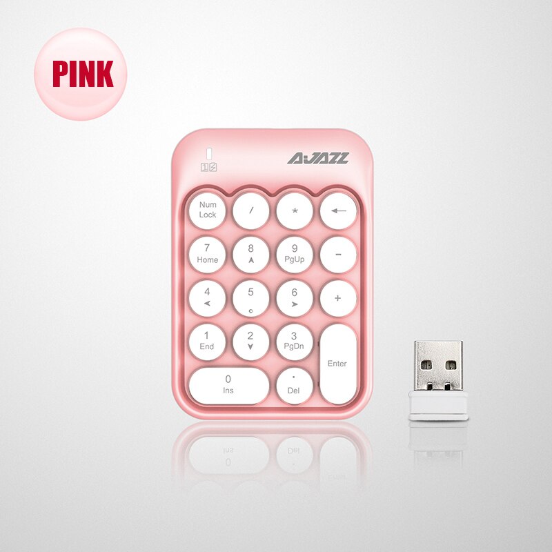 2.4G Wireless Numeric Keypad 18 Keys Computer Digital Portable Mini Keyboard for PC Accounting Teller Laptop Notebook MacBook: Pink