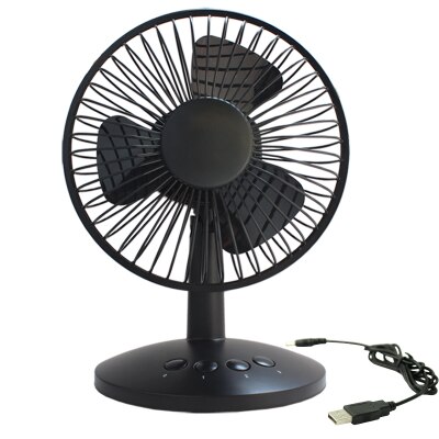 Draaibare Metalen Oscillerende Tafel Fan Persoonlijke Bureau Ventilator 2 Kleuren Computer Laptop Super Mute Cooler Air Cooling USB Fan: Black