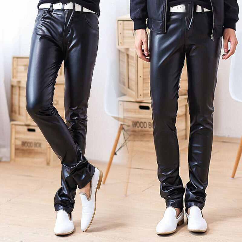 Pantalones pitillo ajustados para motorista, de cuero negro, Punk, informales, cálidos, para primavera y otoño