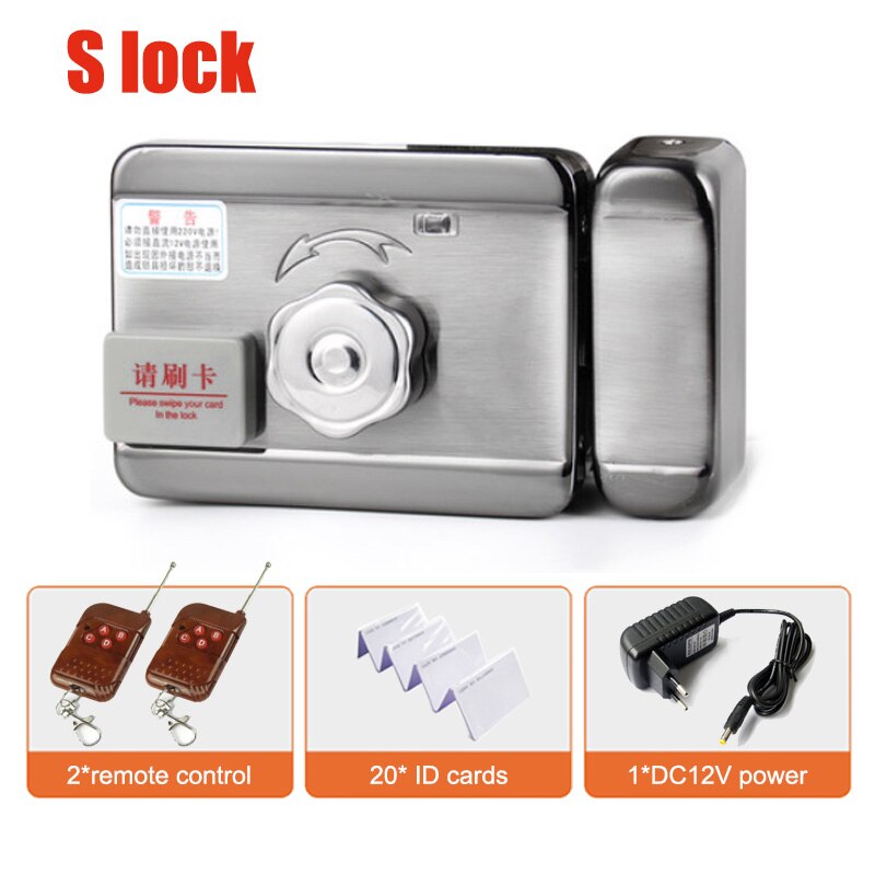 Electric Control Access Mute Lock Electric Door Lock With Remote Controller and ID Card For Doorbell Intercom Access Control: kit 15