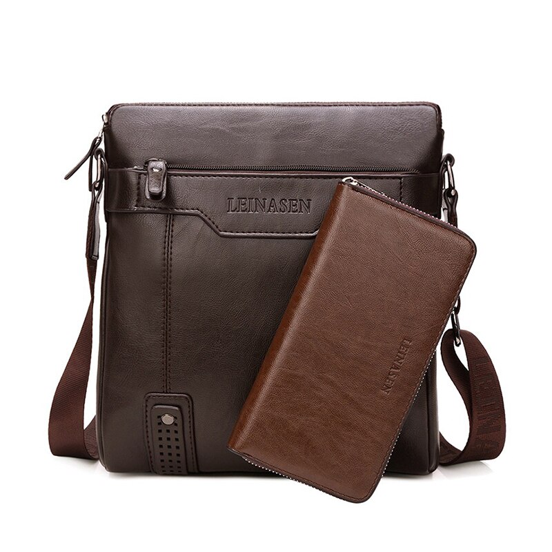 Casual Men Messenger Bag Smiple Briefcase Business Man Vintage Pu Leather Crossbody Bags Travel Shoulder Bags Male: Coffee B