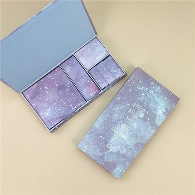 Creatieve leuke doos mode memo sticker Sticky Notes doos verpakt bericht paster: Paars