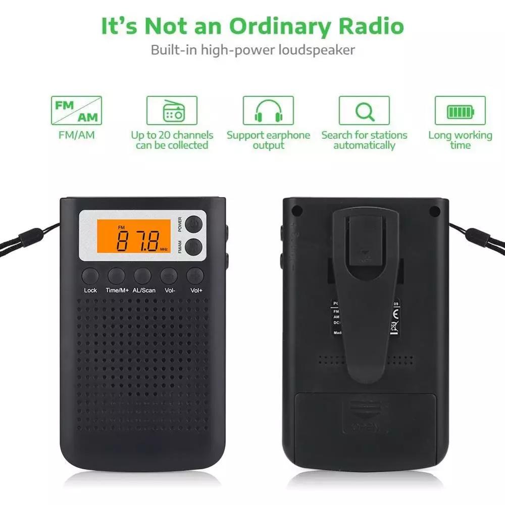 Mini Radio Portable Stereo Pocket Radio Speaker With Built-in Speaker Headphone Jack AM FM Alarm Clock Radio
