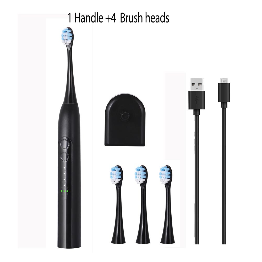 Sonic elektrisk tannbørste oppladbar brosse en tannbørste ultrasonisk ansiktsrensebørste erstatning tannskalerhode: Brun