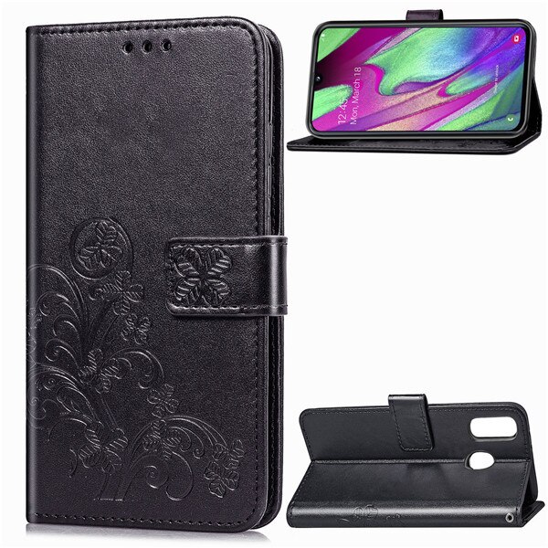 Voor Samsung A40 Case Flip Luxe PU Leather Back Cover Phone Case Voor Samsung Galaxy A40 EEN 40 GalaxyA40 A405F a405 SM-A405F tassen: Black