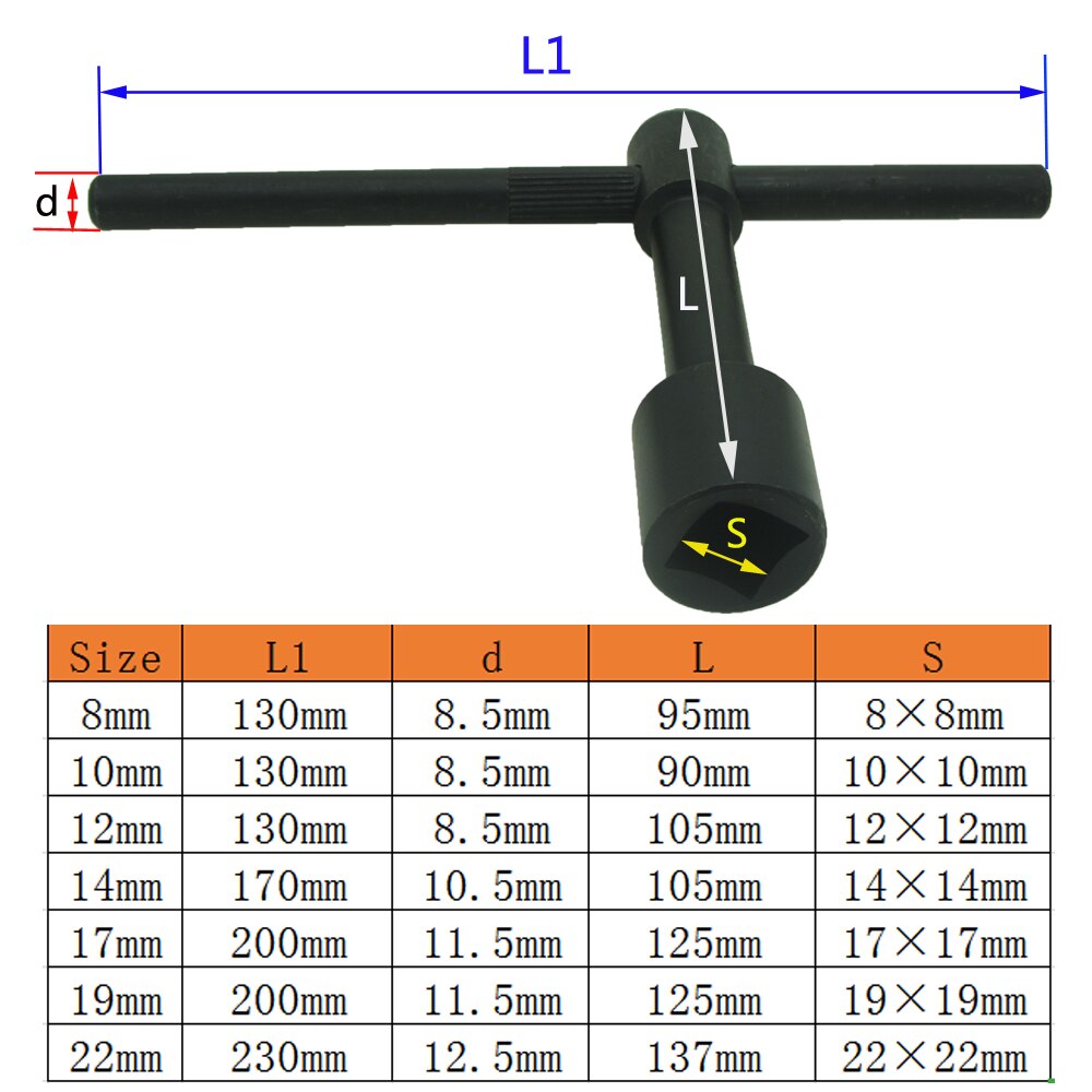 Milling Lathe Accessories Circular Ended Wrench Toll-Post Wrench Square Inserted Handle Box Wrench Impact Square Socket Wrench