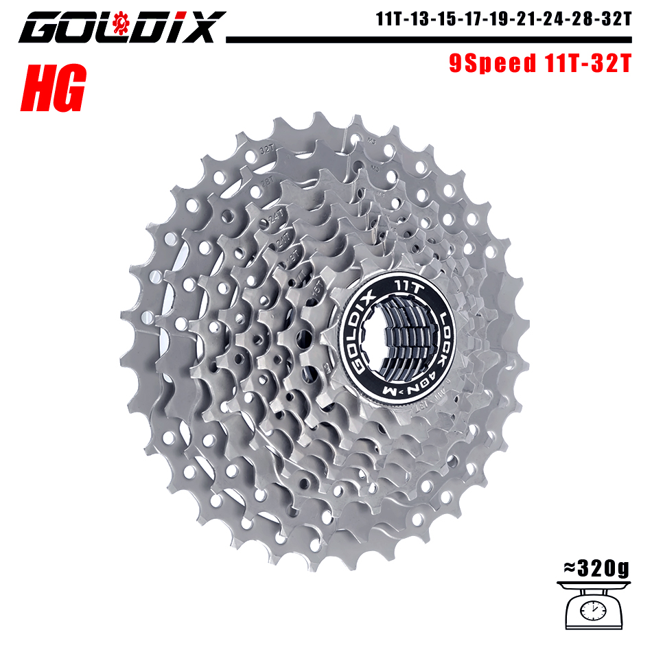 GOLDIX MTB/Road bike Cassette 11-25/28/32/34/36T bicycle freewheel 8/9/10/11/12 speed sprocket flywheel for Shimano SRAM: light green