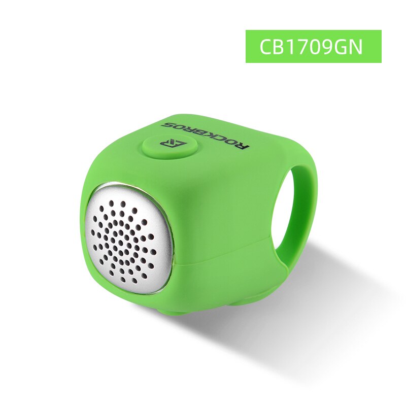 Timbre eléctrico ROCKBROS para bicicleta de montaña, accesorios para manillar, carcasa de Gel de sílice, 90dB: CB1709GN