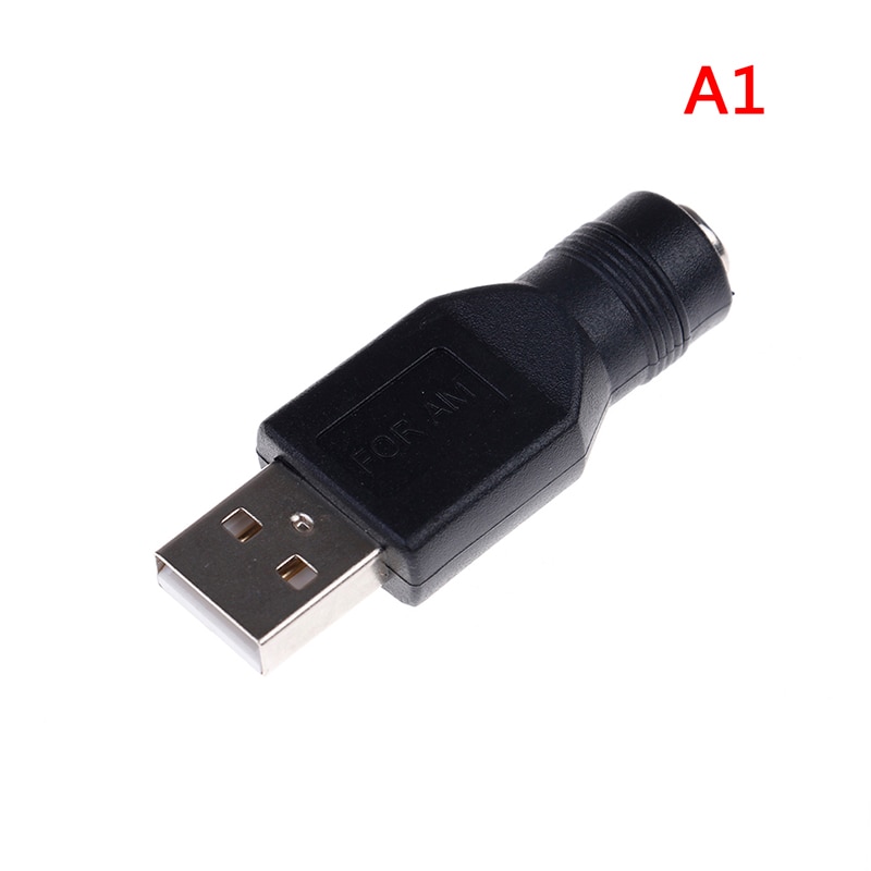 Female Jack To USB 2.0 Male Plug/ Female Jack 5V DC Power Plugs Connector Adapter Laptop 5.5*2.1mm Black Color: A1