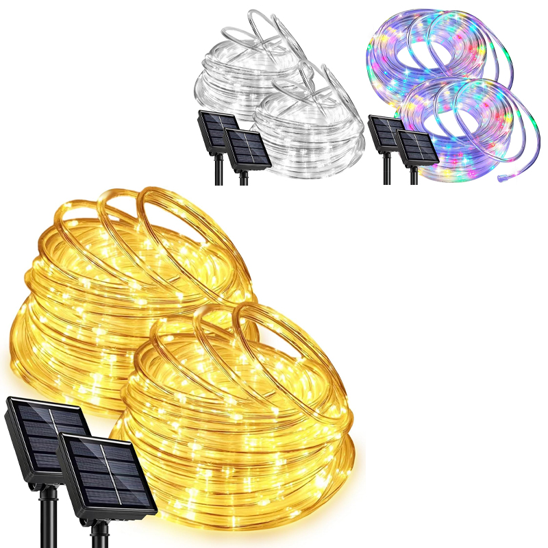 Solar Rope Lights Waterproof LED Light Rope Solar String Lights Outdoor for Patio Pool Landscape Christmas Tree Decorations