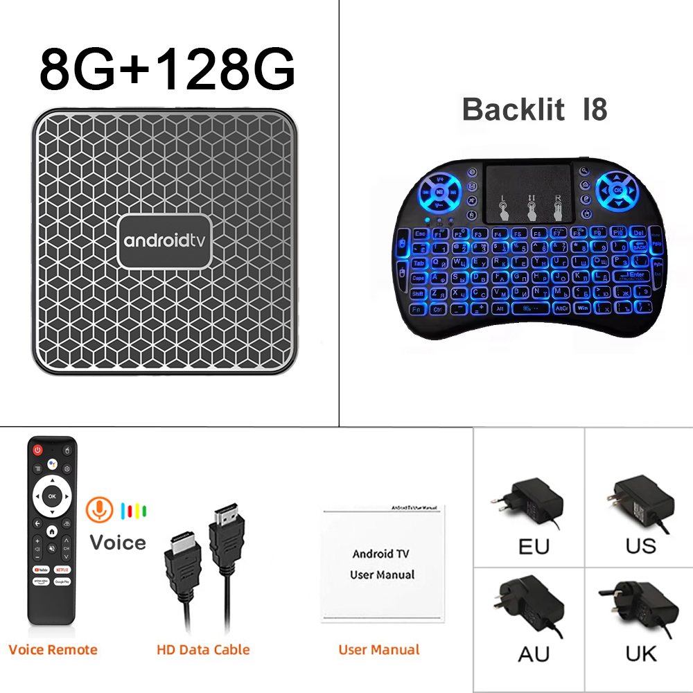 Caixa de TV Inteligente Android 16 T8S RK3518 8GB 128GB Dual WiFi6 BT5.4 Assistente de Voz Google 4K HDR Media Player Caixa de TV Muito Rápida