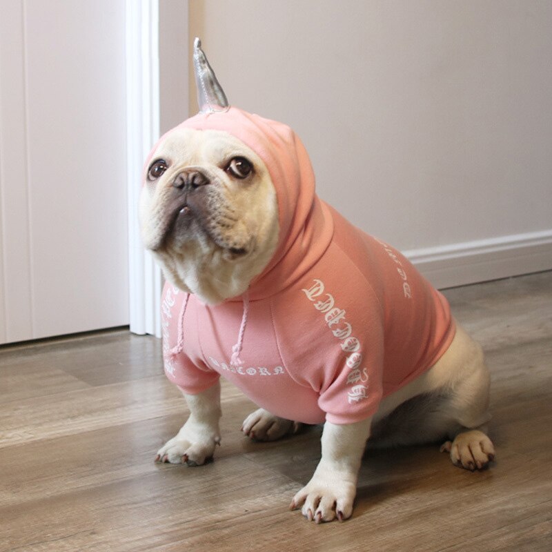 Halloween hundkläder rolig söt fleece enhörning huvtröjor kappa för liten hund fransk bulldog valp kostymer outfit husdjursprodukt